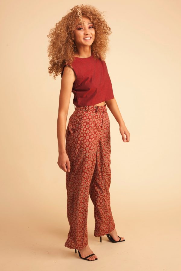 Pink Hand Block Print Trousers  Indietoga